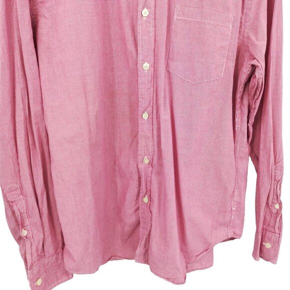 Tailored J Crew Button Down Collared Shirt Size L Red White Plaid Long Sleeve - Picture 5 of 11